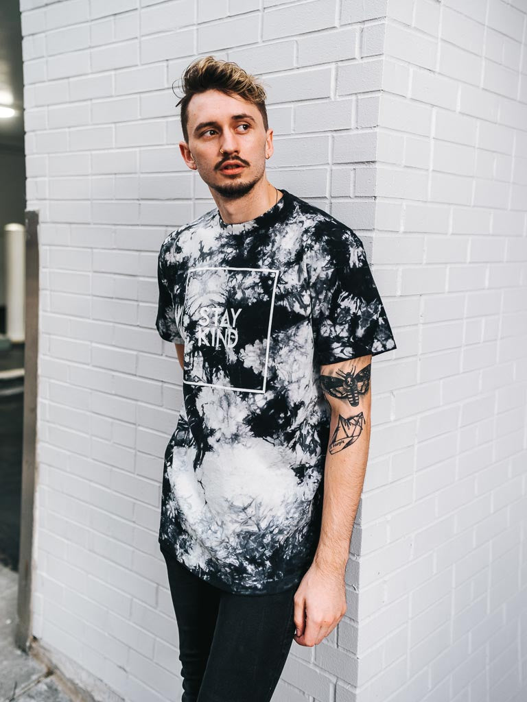 Stay-Kind-Tie-Dye-Tee-Black-And-White